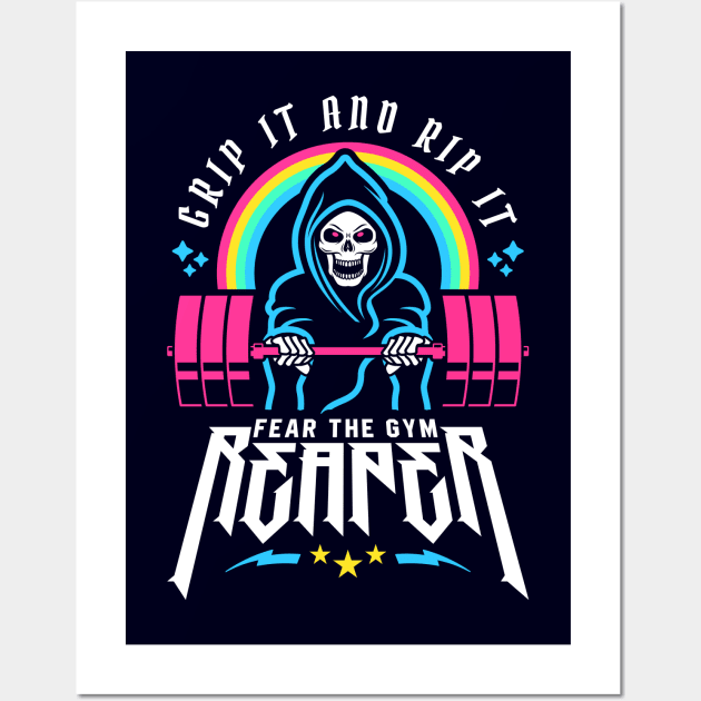 Fear The Gym Reaper - Grip It and Rip It - Funny Fitness Pun Wall Art by brogressproject